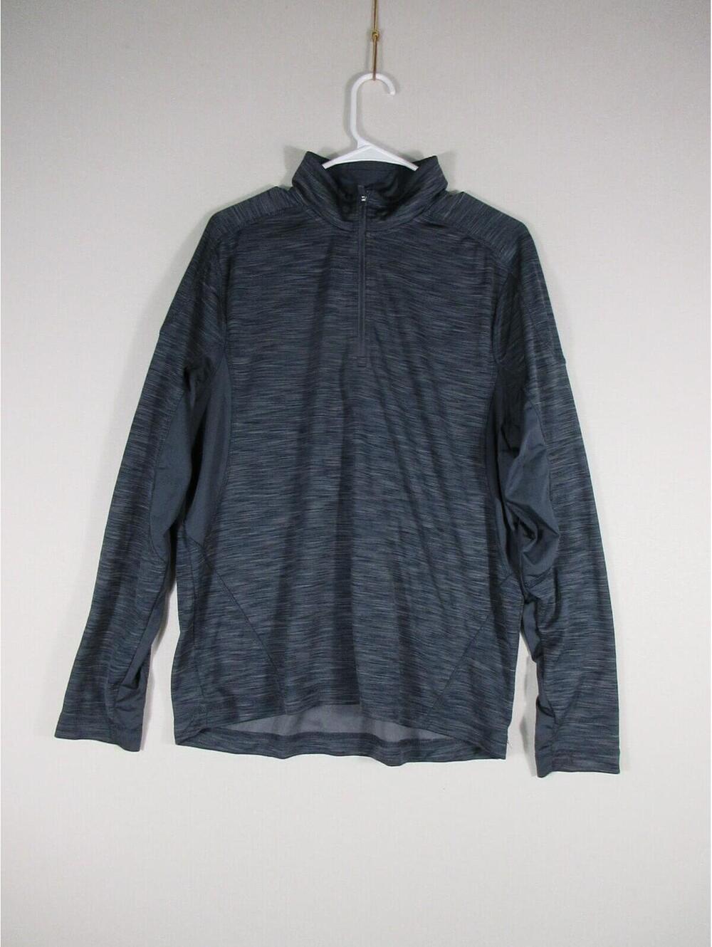 Elevate Mens 1/2 Zip Pullover Sweater Mock Neck Long Sleeve Size M Blue